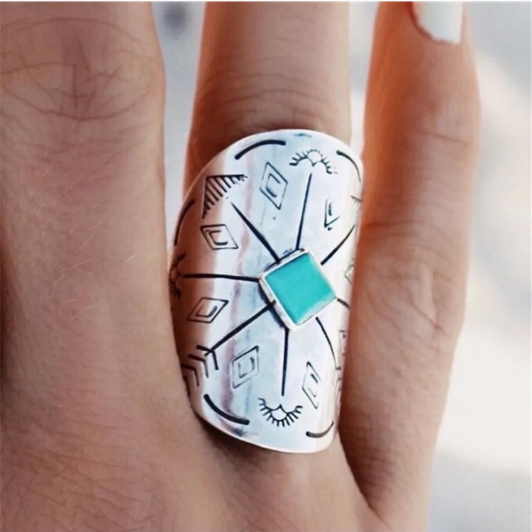 Turquoise Boho Arrow Statement Ring